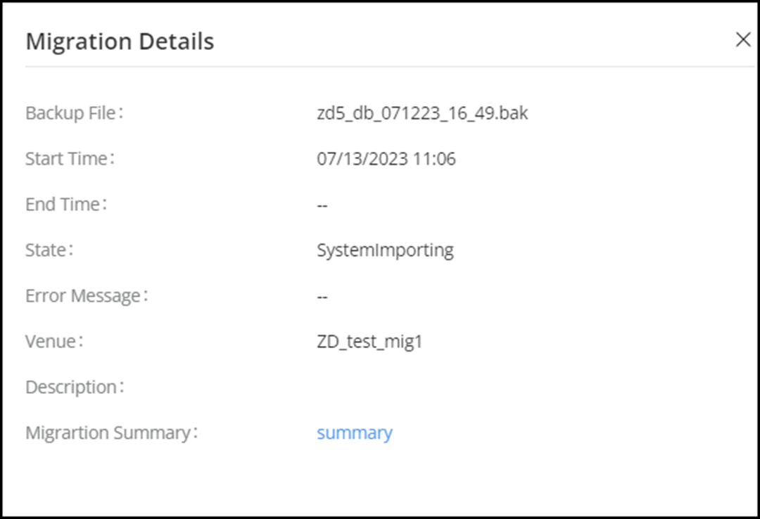 Viewing Migration Details