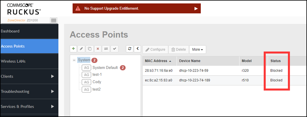 Access Points Page After Migration of the APs